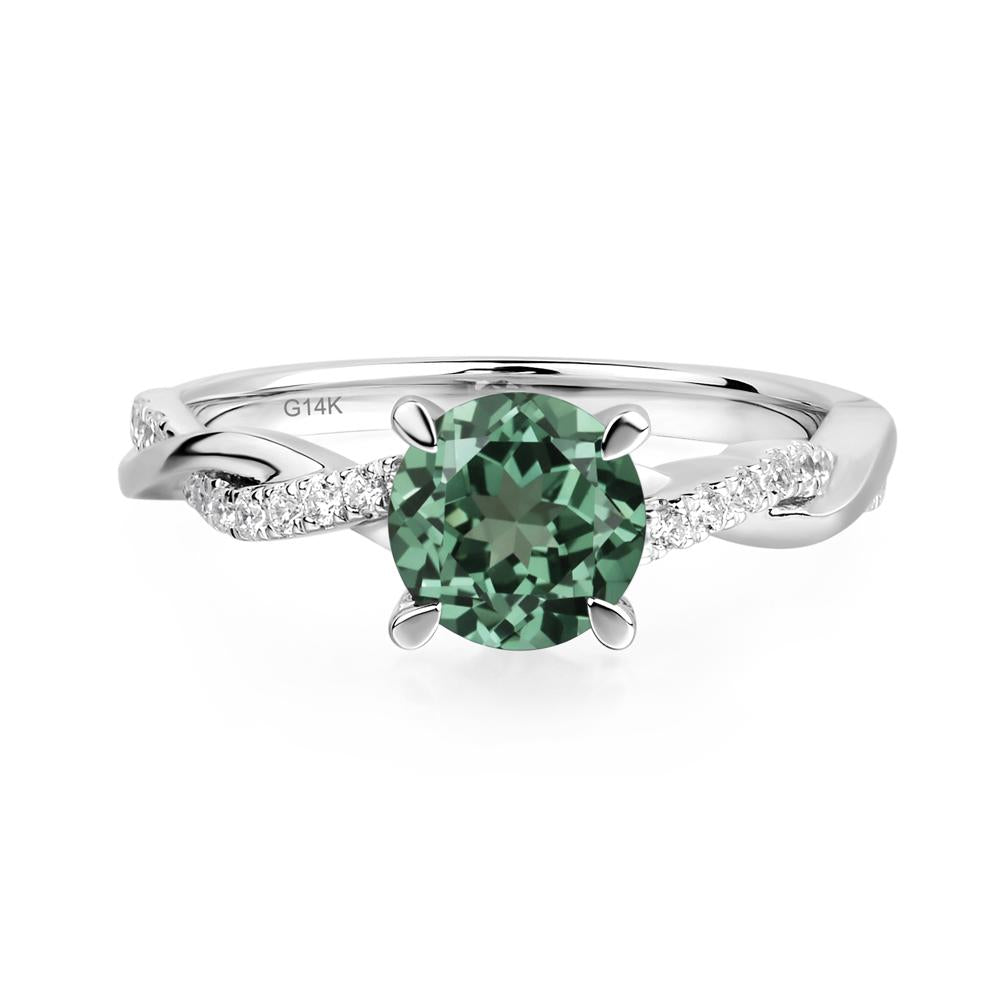 Lab Green Sapphire Twisted Engagement Ring - LUO Jewelry #metal_14k white gold