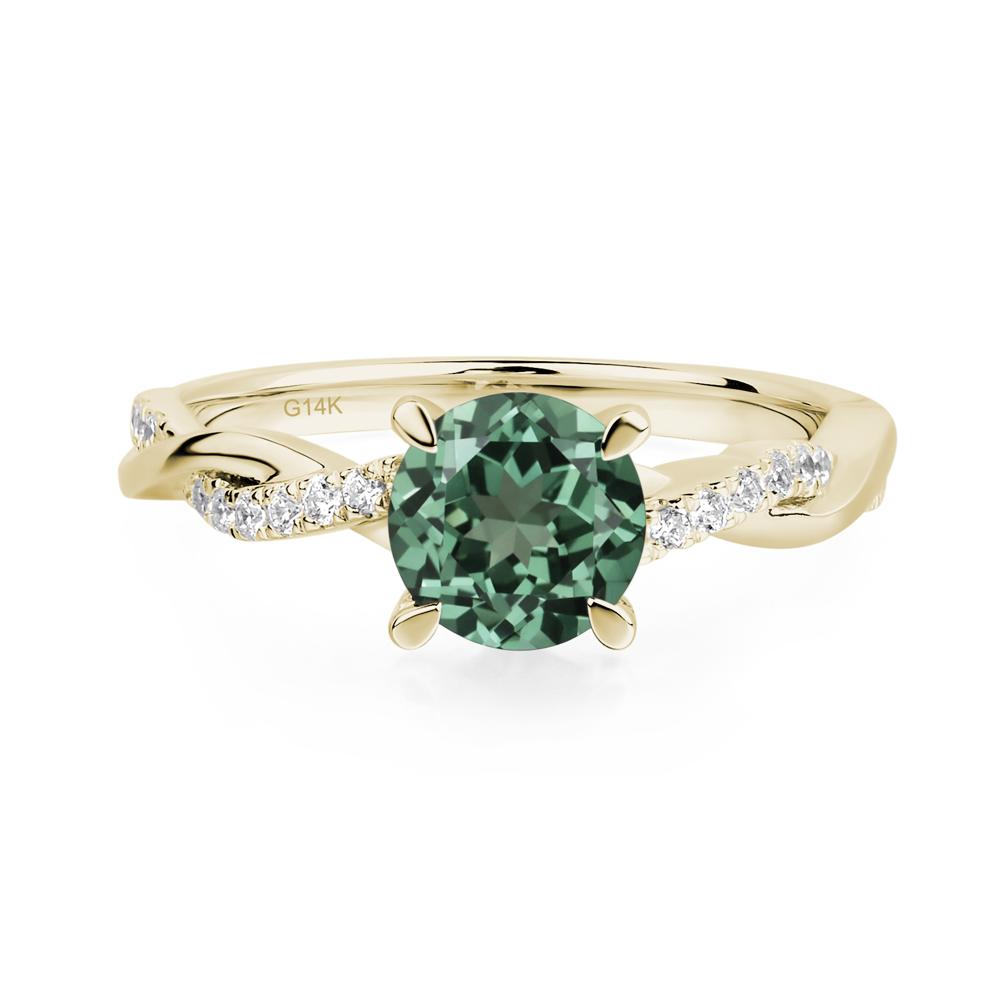 Lab Green Sapphire Twisted Engagement Ring - LUO Jewelry #metal_14k yellow gold