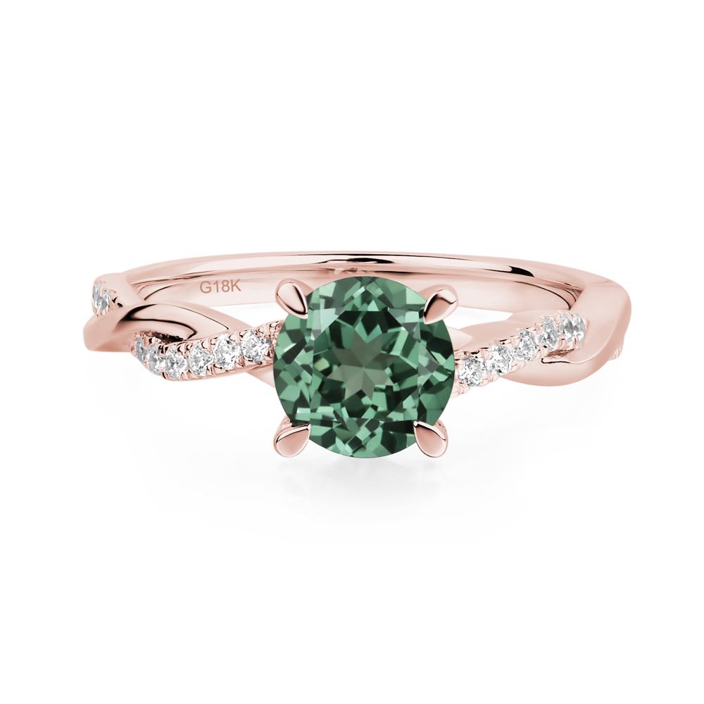 Lab Green Sapphire Twisted Engagement Ring - LUO Jewelry #metal_18k rose gold