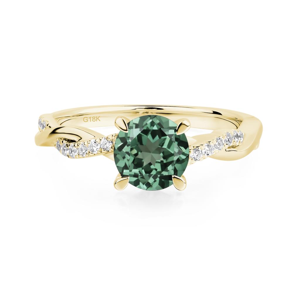 Lab Green Sapphire Twisted Engagement Ring - LUO Jewelry #metal_18k yellow gold