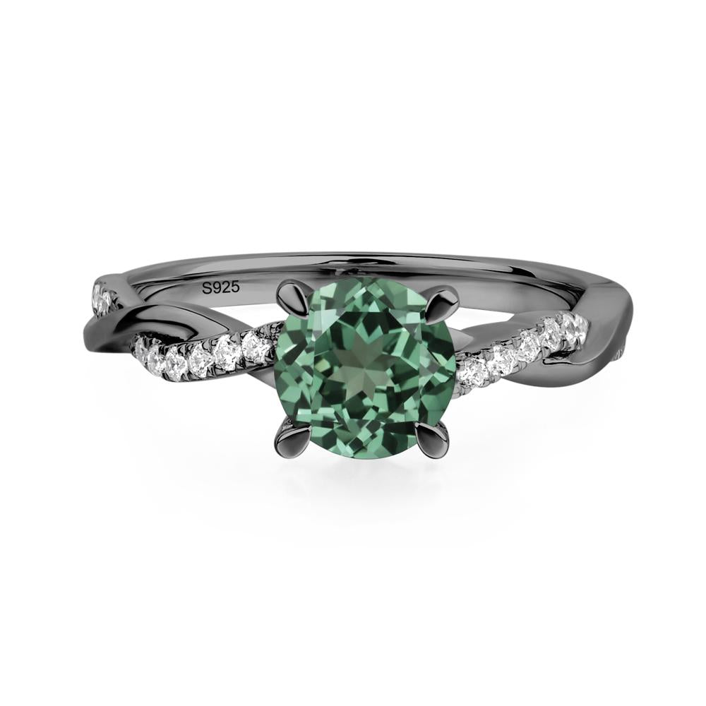 Lab Green Sapphire Twisted Engagement Ring - LUO Jewelry #metal_black finish sterling silver