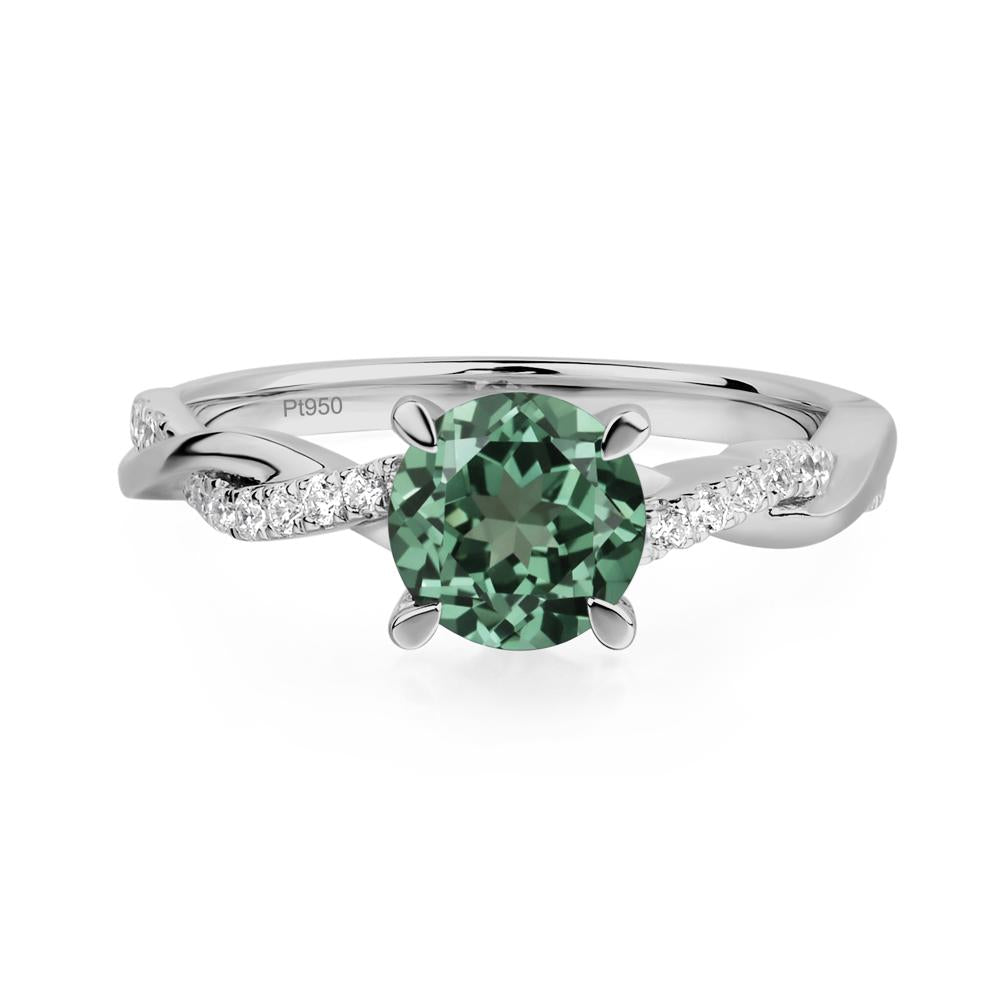 Lab Green Sapphire Twisted Engagement Ring - LUO Jewelry #metal_platinum