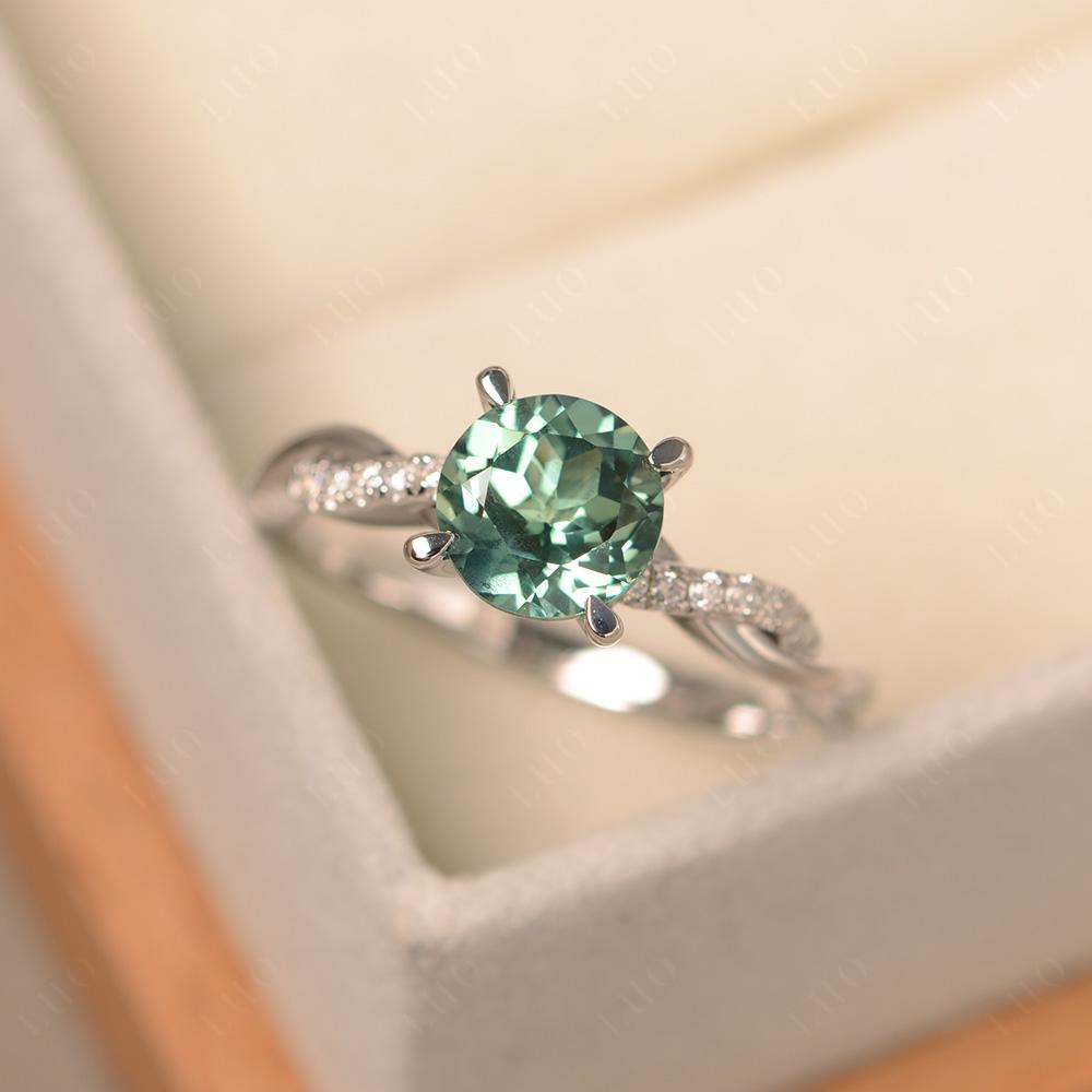 Lab Green Sapphire Twisted Engagement Ring - LUO Jewelry