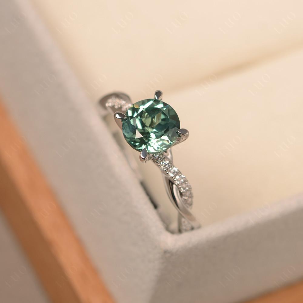 Lab Green Sapphire Twisted Engagement Ring - LUO Jewelry