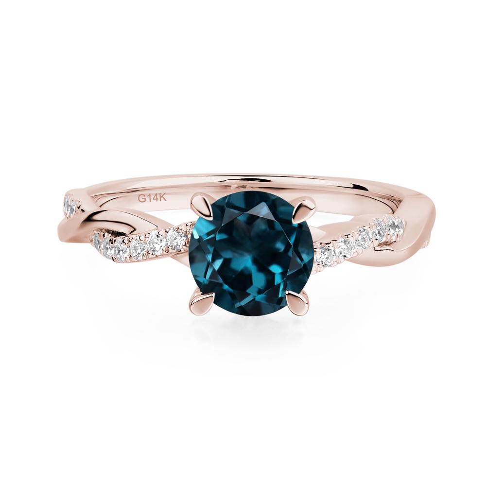 London Blue Topaz Twisted Engagement Ring - LUO Jewelry #metal_14k rose gold