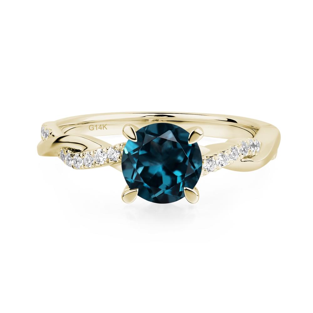 London Blue Topaz Twisted Engagement Ring - LUO Jewelry #metal_14k yellow gold