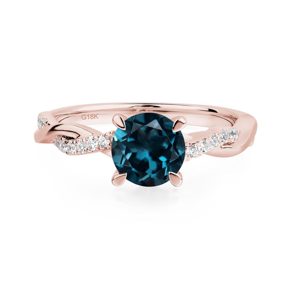 London Blue Topaz Twisted Engagement Ring - LUO Jewelry #metal_18k rose gold