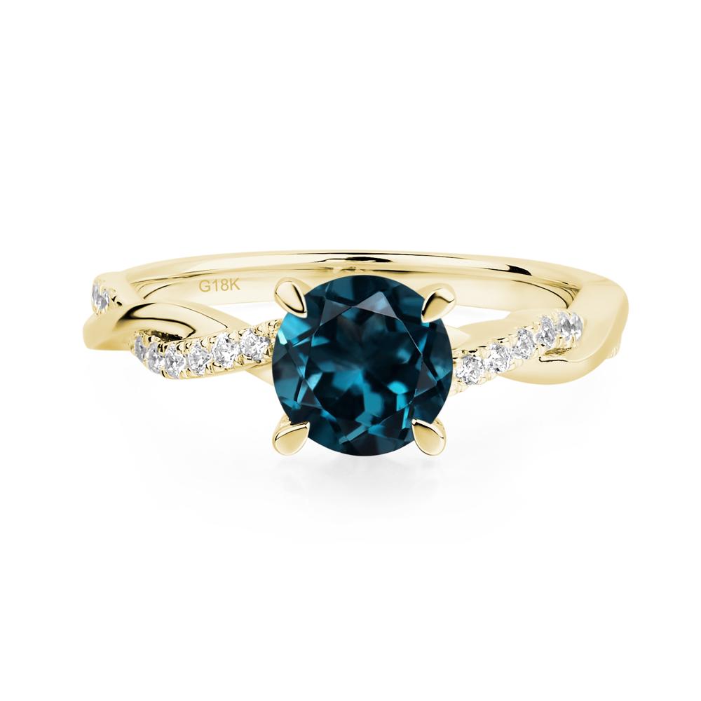 London Blue Topaz Twisted Engagement Ring - LUO Jewelry #metal_18k yellow gold