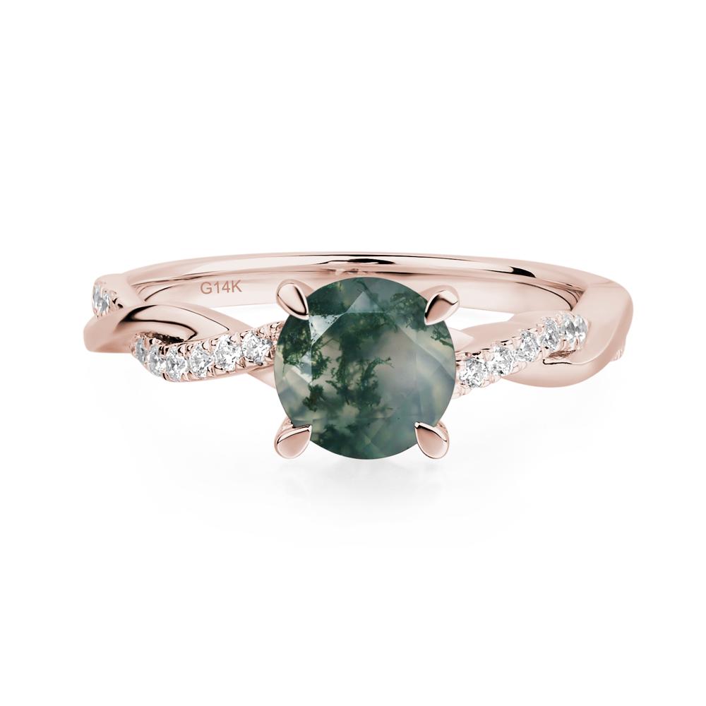Moss Agate Twisted Engagement Ring - LUO Jewelry #metal_14k rose gold