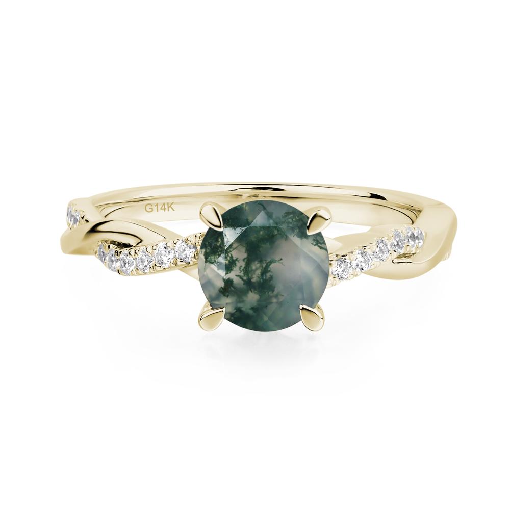 Moss Agate Twisted Engagement Ring - LUO Jewelry #metal_14k yellow gold
