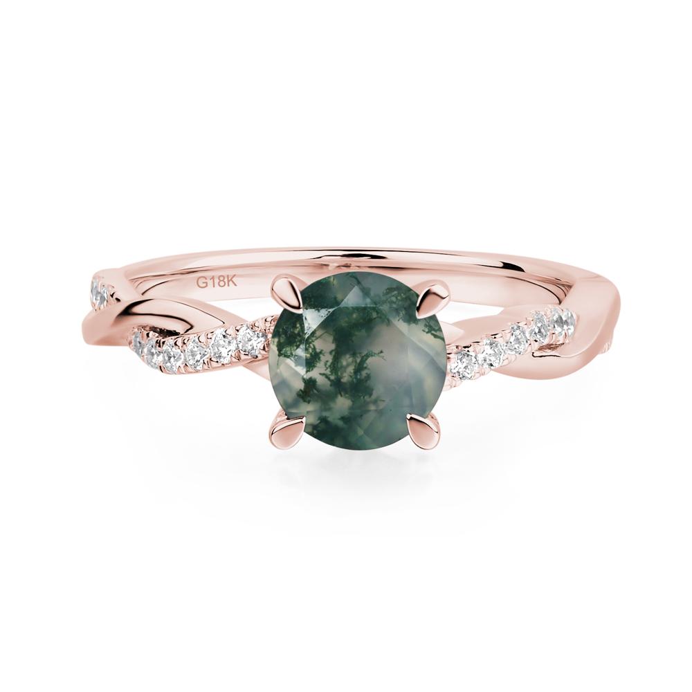 Moss Agate Twisted Engagement Ring - LUO Jewelry #metal_18k rose gold