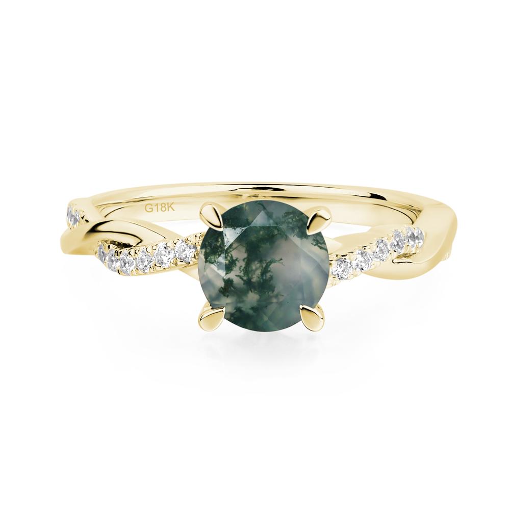 Moss Agate Twisted Engagement Ring - LUO Jewelry #metal_18k yellow gold