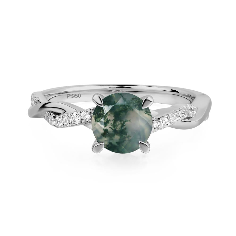 Moss Agate Twisted Engagement Ring - LUO Jewelry #metal_platinum
