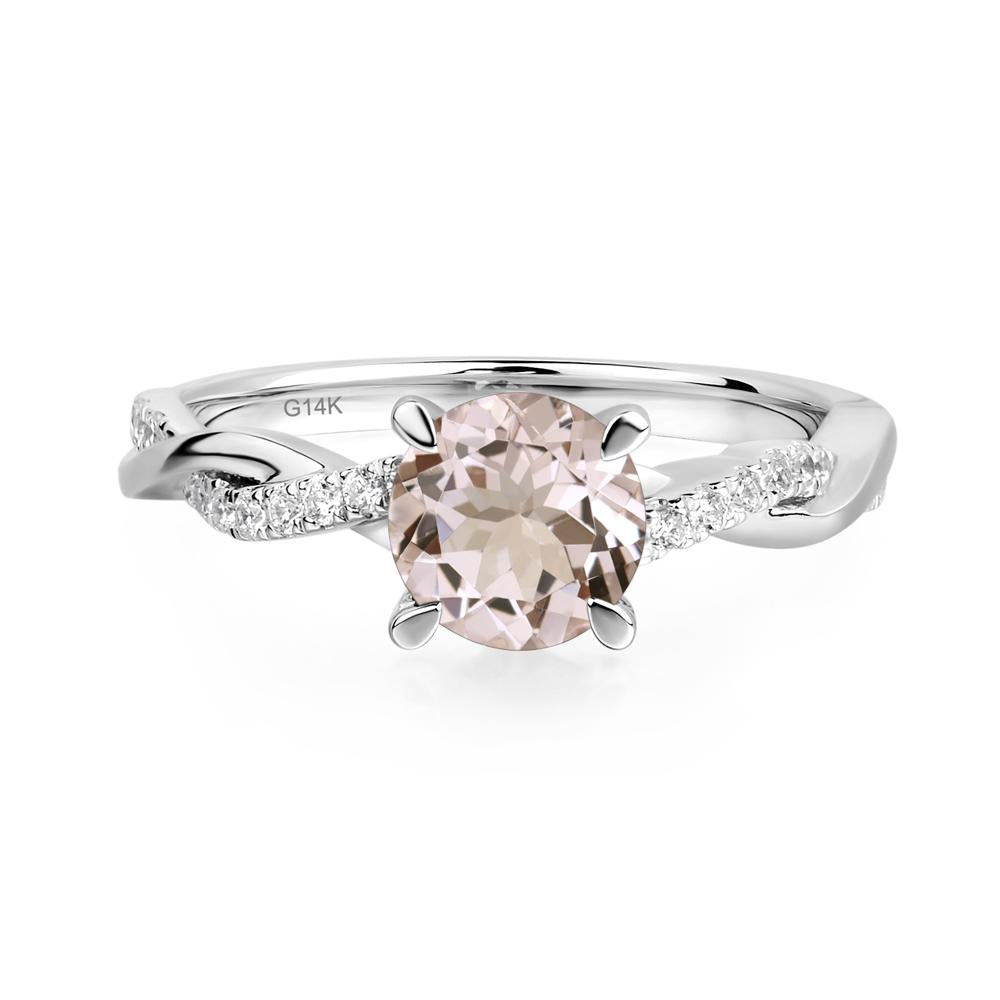 Morganite Twisted Engagement Ring - LUO Jewelry #metal_14k white gold