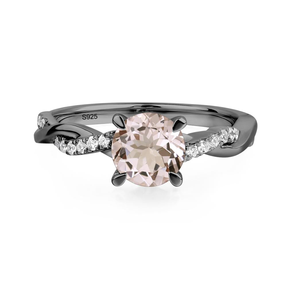 Morganite Twisted Engagement Ring - LUO Jewelry #metal_black finish sterling silver