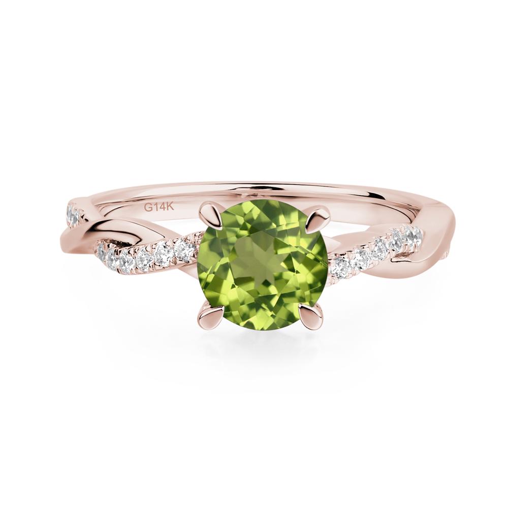 Peridot Twisted Engagement Ring - LUO Jewelry #metal_14k rose gold