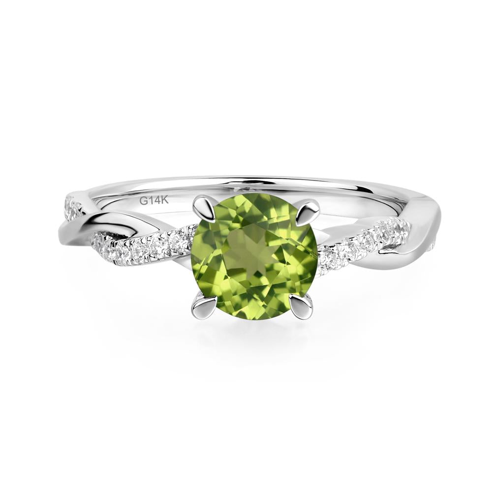 Peridot Twisted Engagement Ring - LUO Jewelry #metal_14k white gold