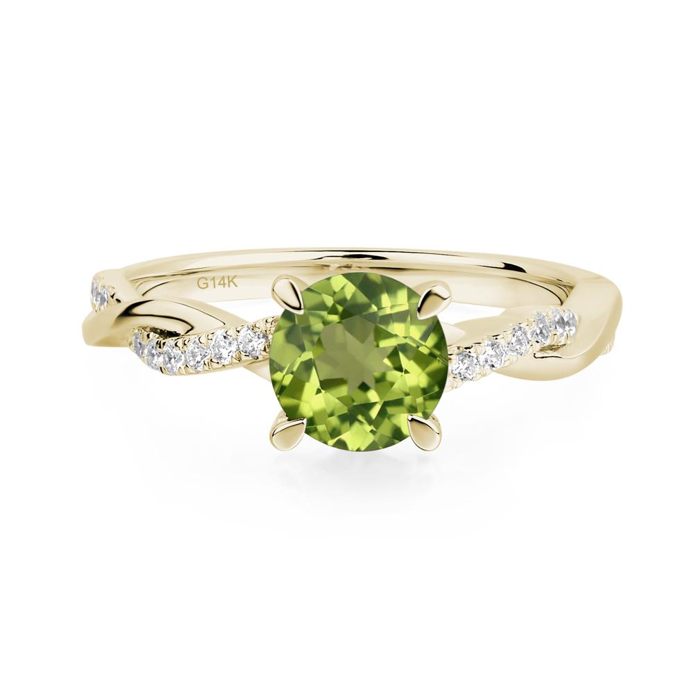 Peridot Twisted Engagement Ring - LUO Jewelry #metal_14k yellow gold