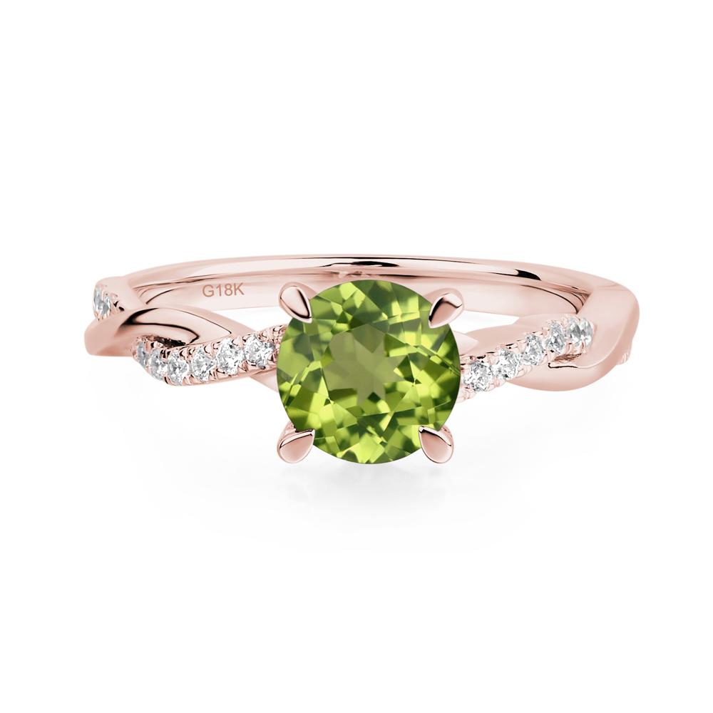 Peridot Twisted Engagement Ring - LUO Jewelry #metal_18k rose gold