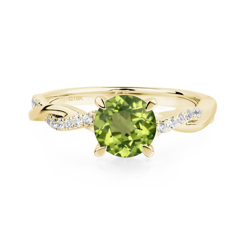 Peridot Twisted Engagement Ring - LUO Jewelry #metal_18k yellow gold