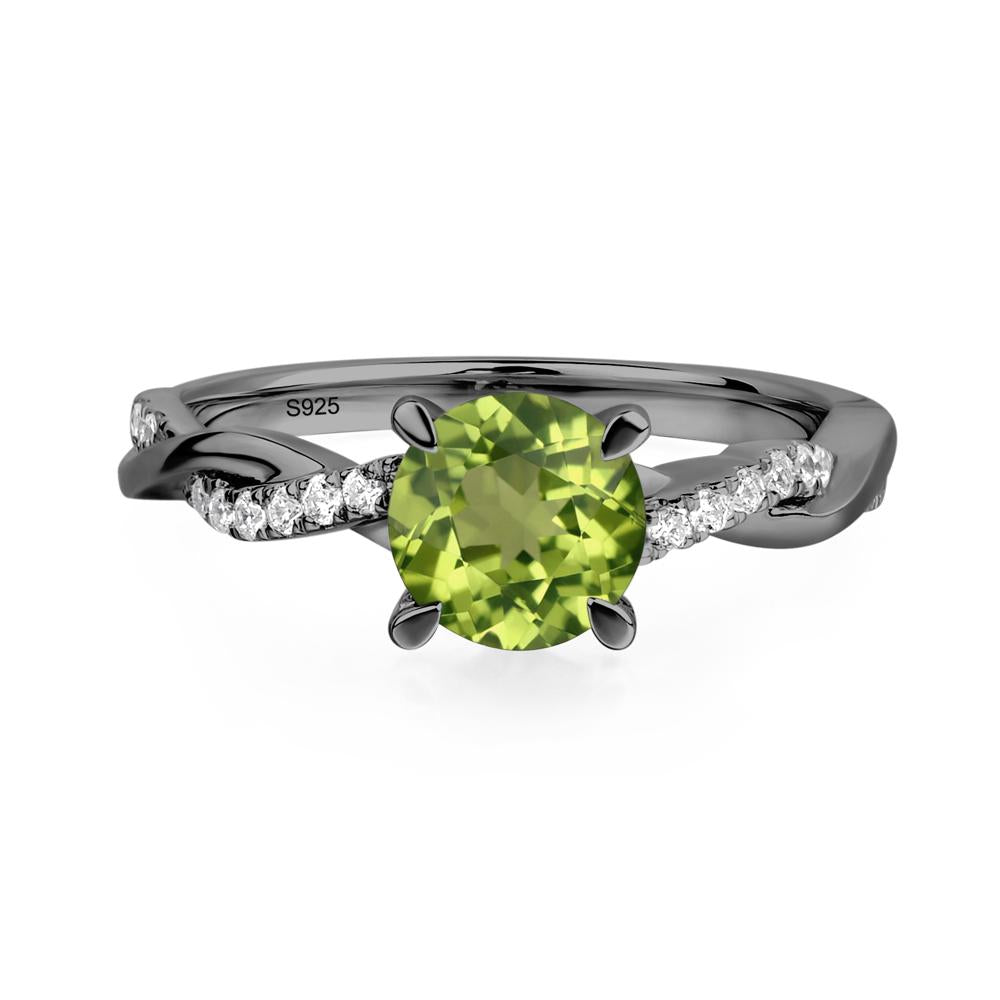 Peridot Twisted Engagement Ring - LUO Jewelry #metal_black finish sterling silver