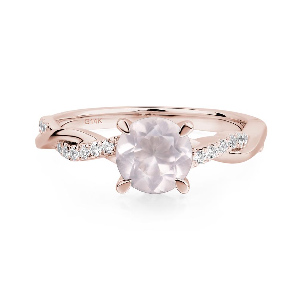 Rose Quartz Twisted Engagement Ring - LUO Jewelry #metal_14k rose gold
