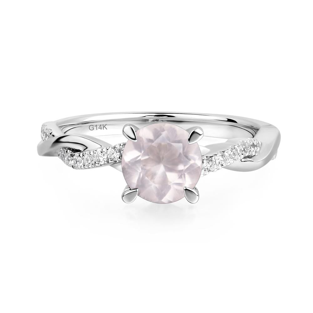 Rose Quartz Twisted Engagement Ring - LUO Jewelry #metal_14k white gold