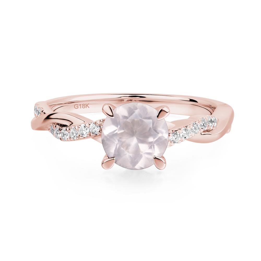 Rose Quartz Twisted Engagement Ring - LUO Jewelry #metal_18k rose gold