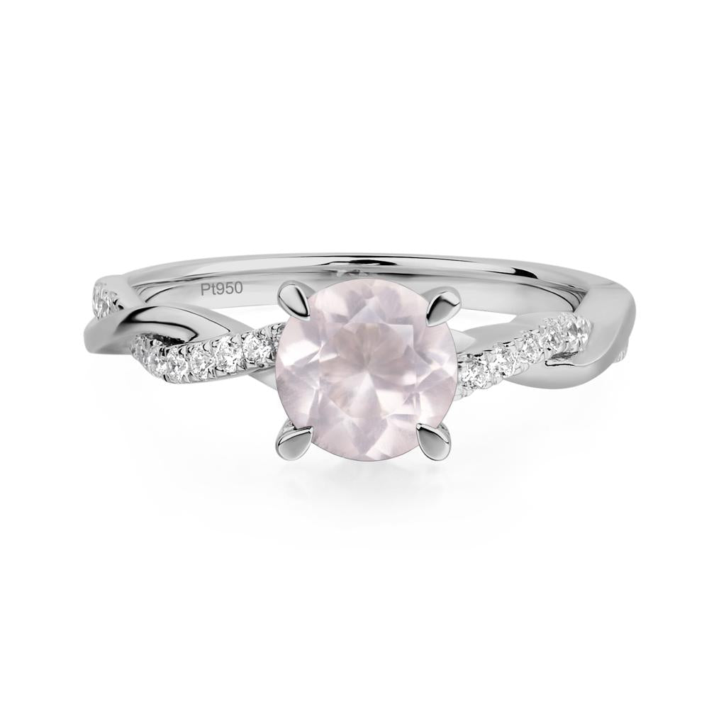 Rose Quartz Twisted Engagement Ring - LUO Jewelry #metal_platinum