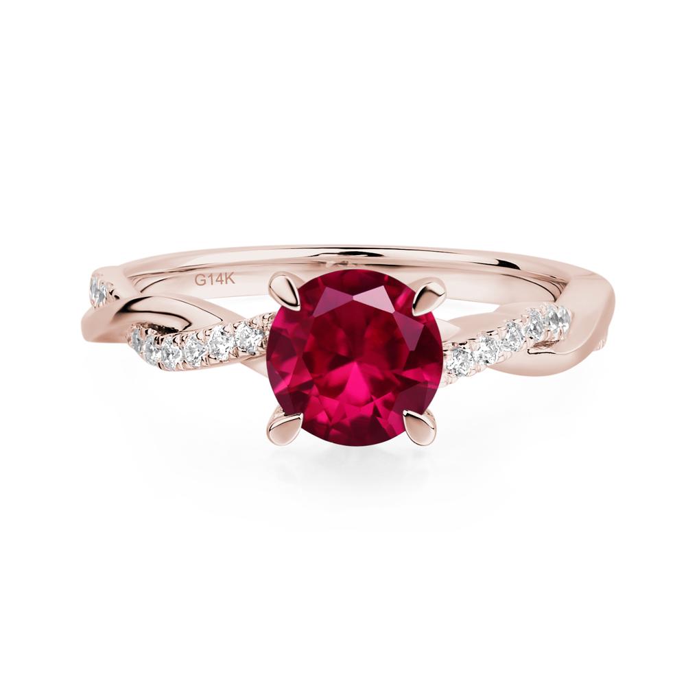Ruby Twisted Engagement Ring - LUO Jewelry #metal_14k rose gold