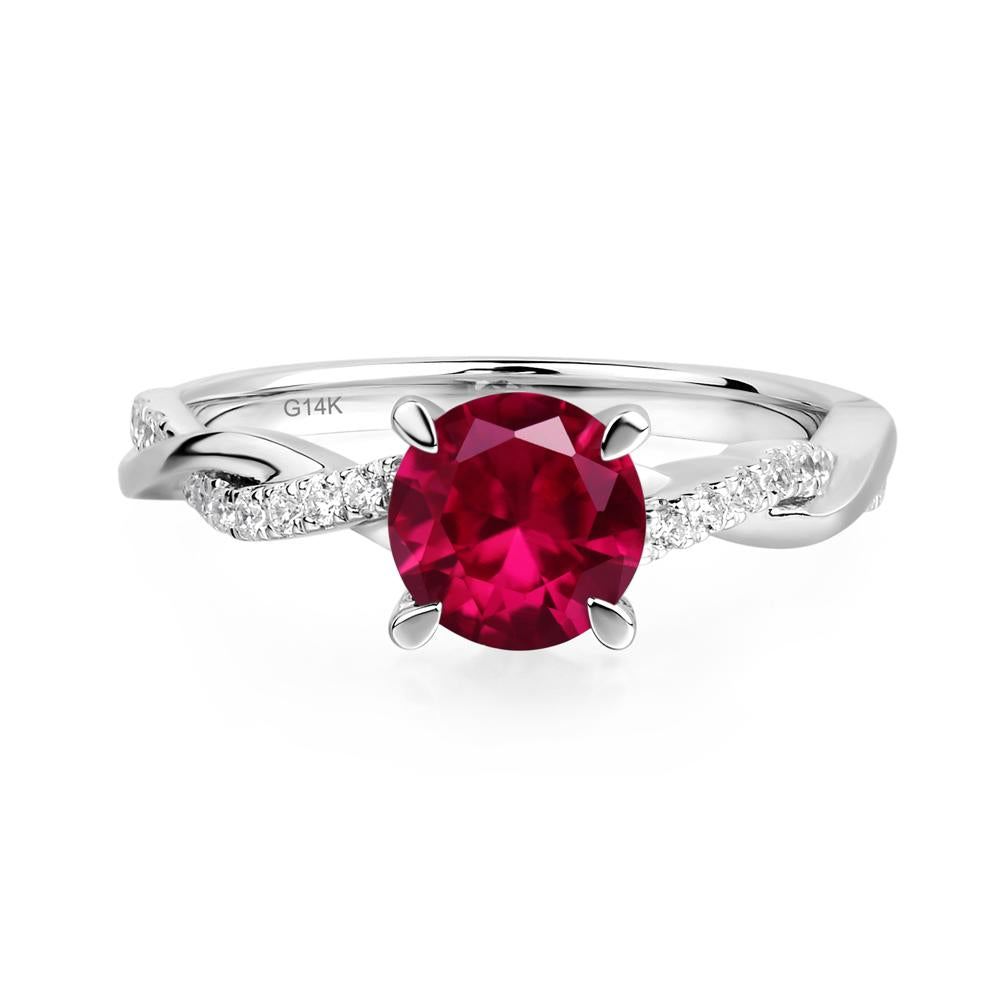 Ruby Twisted Engagement Ring - LUO Jewelry #metal_14k white gold