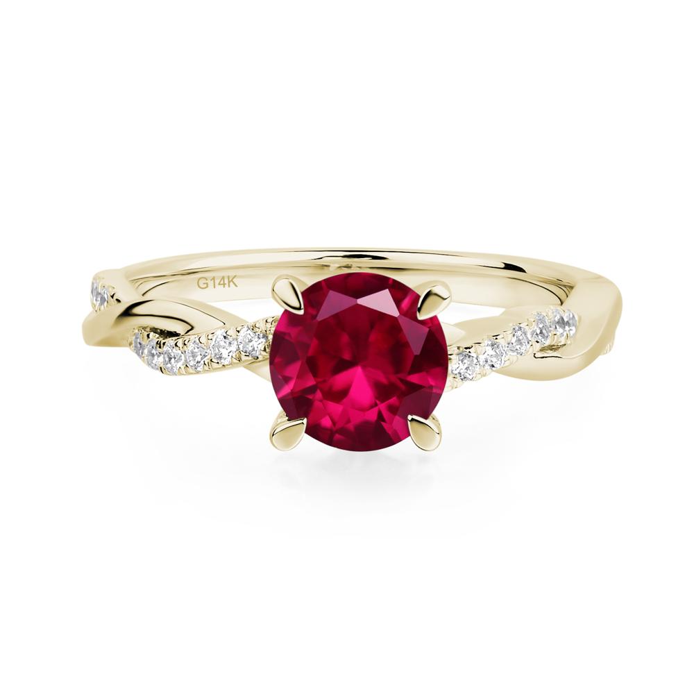 Ruby Twisted Engagement Ring - LUO Jewelry #metal_14k yellow gold