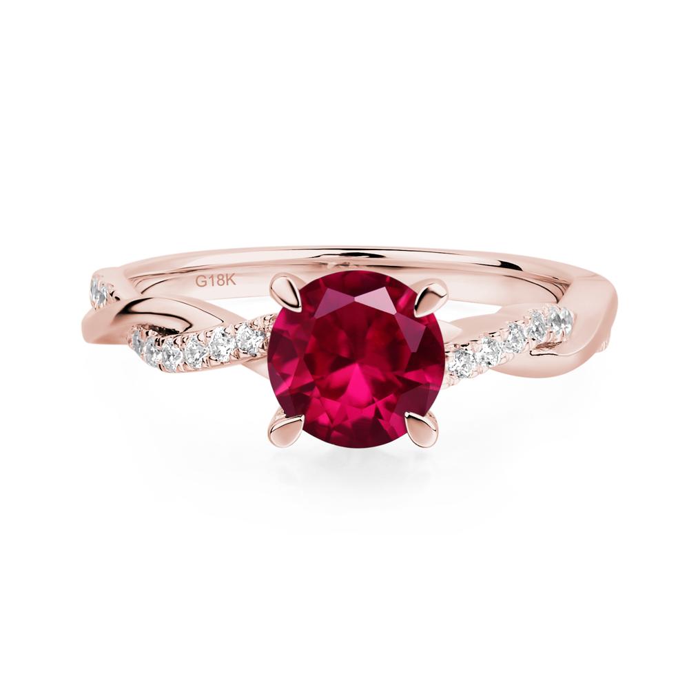 Ruby Twisted Engagement Ring - LUO Jewelry #metal_18k rose gold