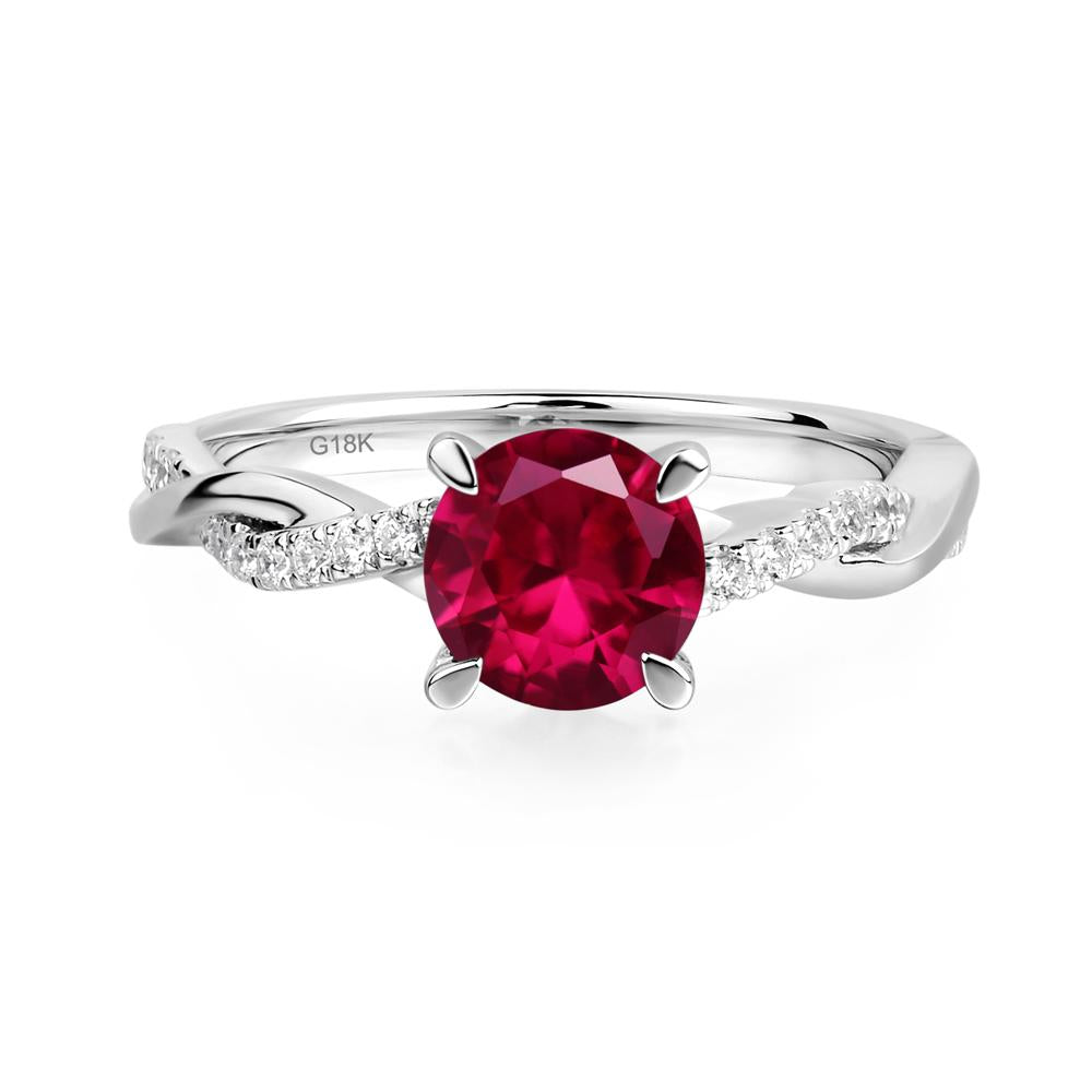 Ruby Twisted Engagement Ring - LUO Jewelry #metal_18k white gold
