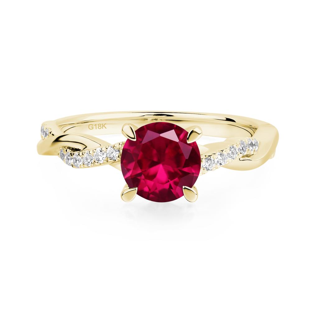 Ruby Twisted Engagement Ring - LUO Jewelry #metal_18k yellow gold