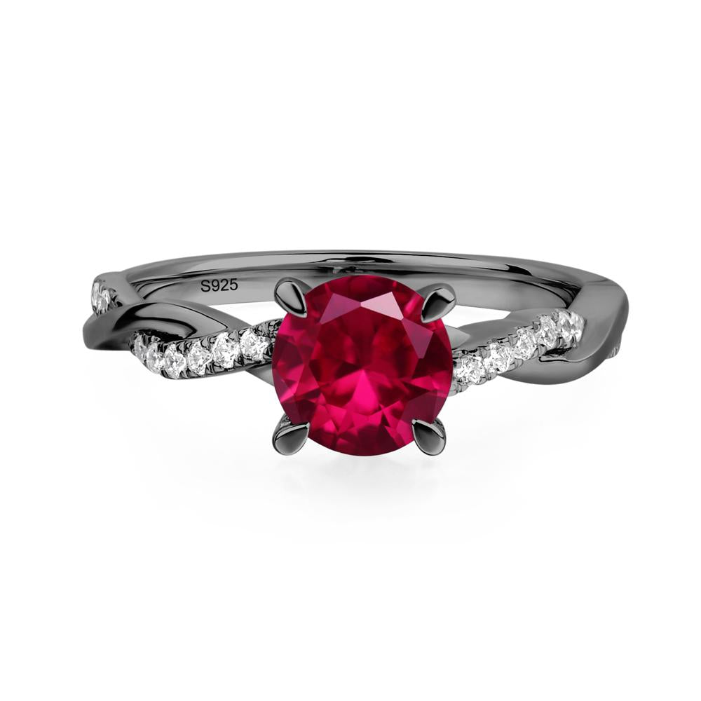 Ruby Twisted Engagement Ring - LUO Jewelry #metal_black finish sterling silver