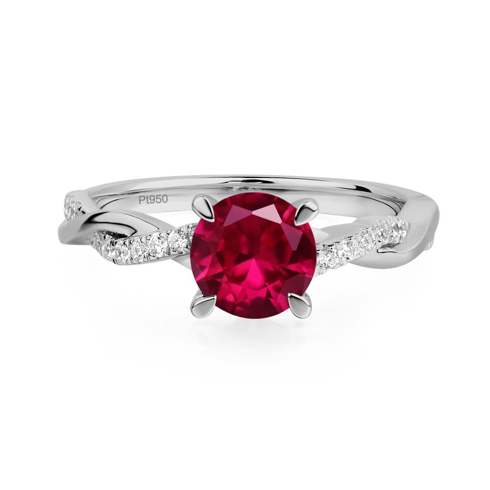 Ruby Twisted Engagement Ring - LUO Jewelry #metal_platinum