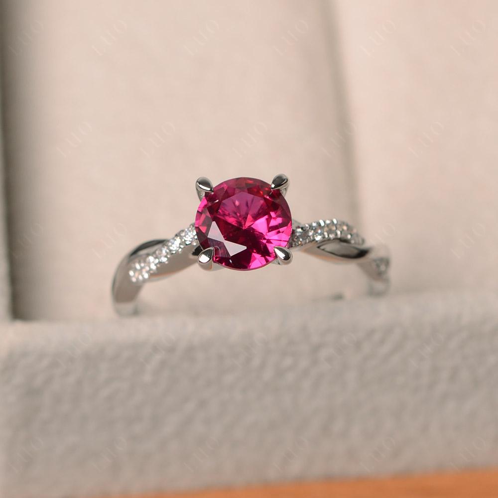 Ruby Ring Twisted Engagement Ring Gold - LUO Jewelry