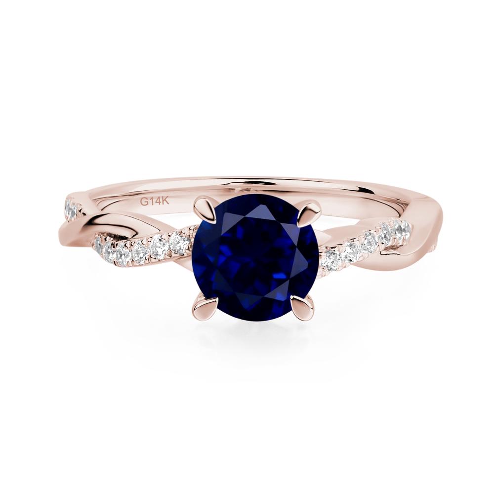 Lab Grown Sapphire Twisted Engagement Ring - LUO Jewelry #metal_14k rose gold