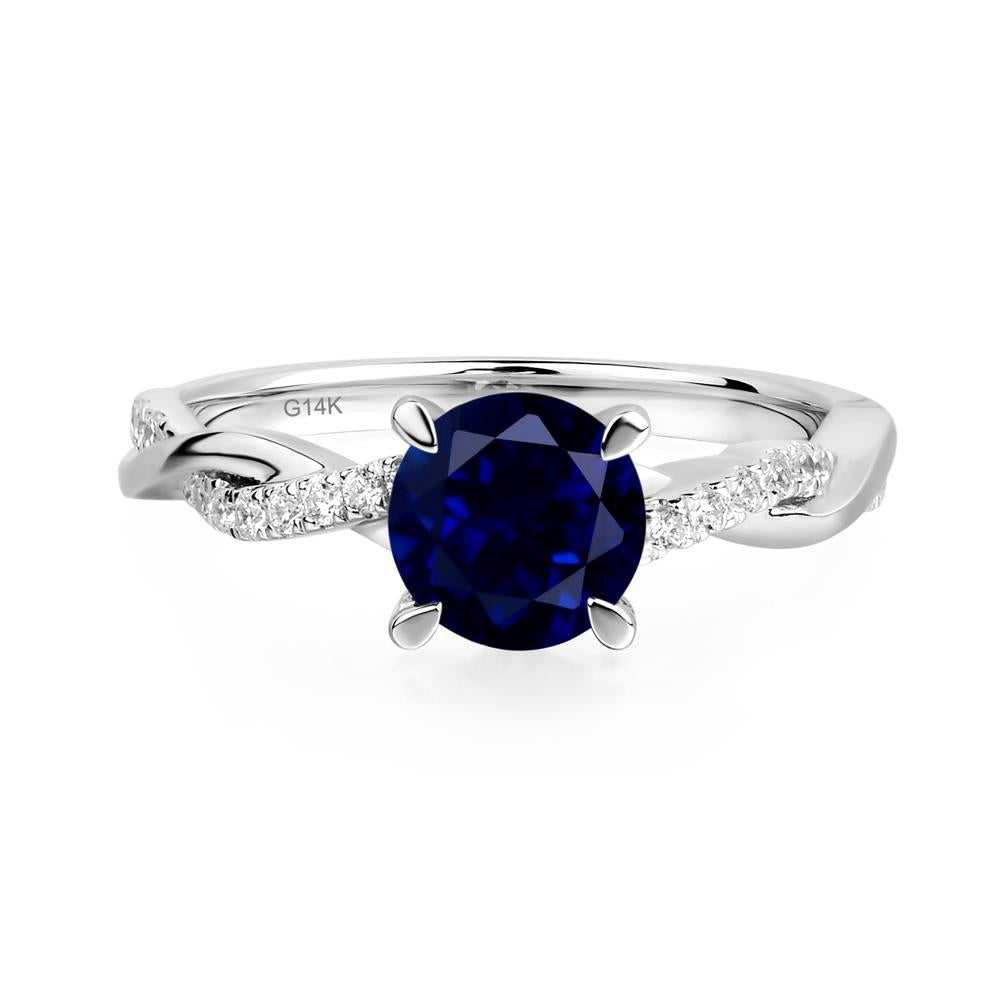 Lab Grown Sapphire Twisted Engagement Ring - LUO Jewelry #metal_14k white gold