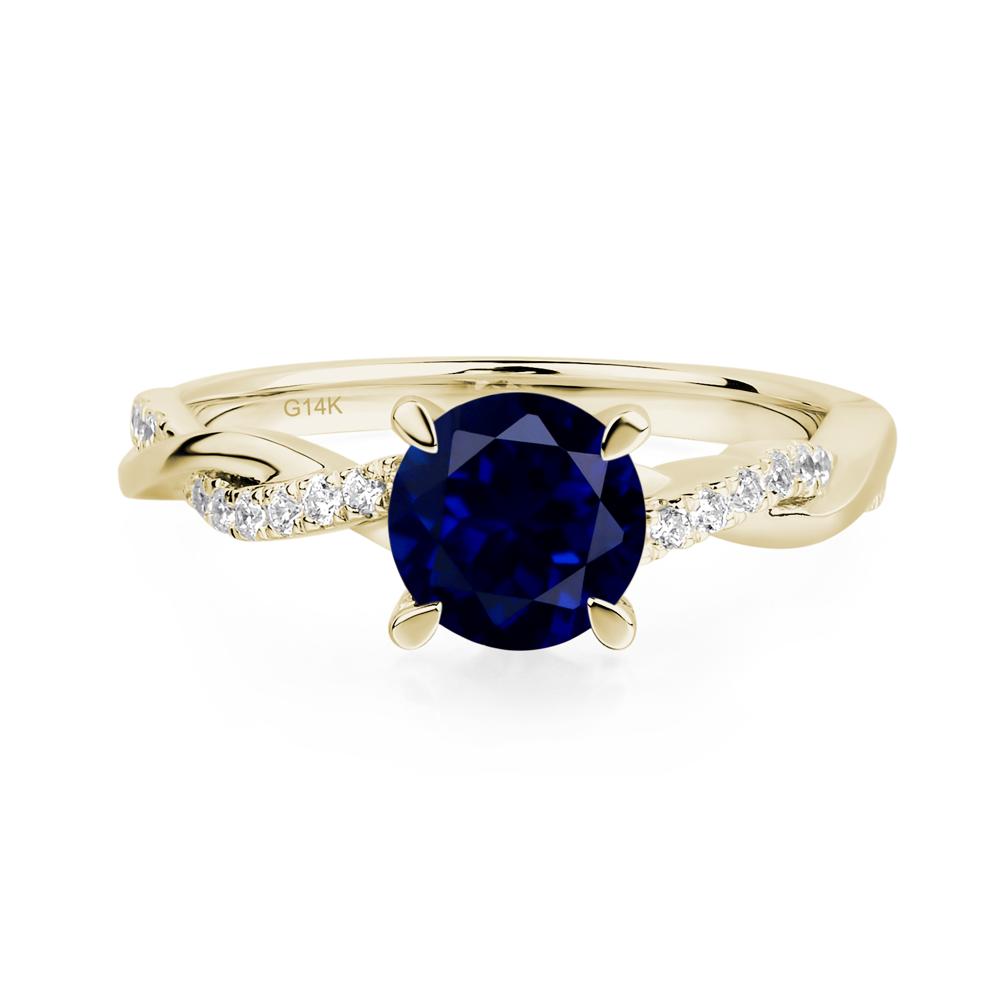 Lab Grown Sapphire Twisted Engagement Ring - LUO Jewelry #metal_14k yellow gold