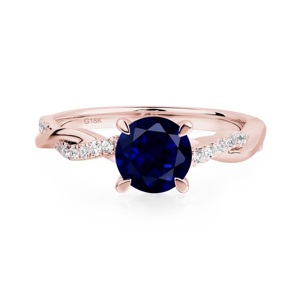 Lab Grown Sapphire Twisted Engagement Ring - LUO Jewelry #metal_18k rose gold