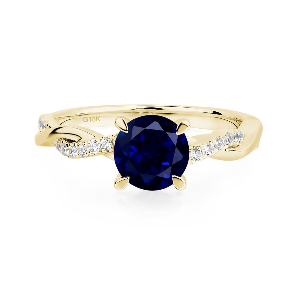 Lab Grown Sapphire Twisted Engagement Ring - LUO Jewelry #metal_18k yellow gold