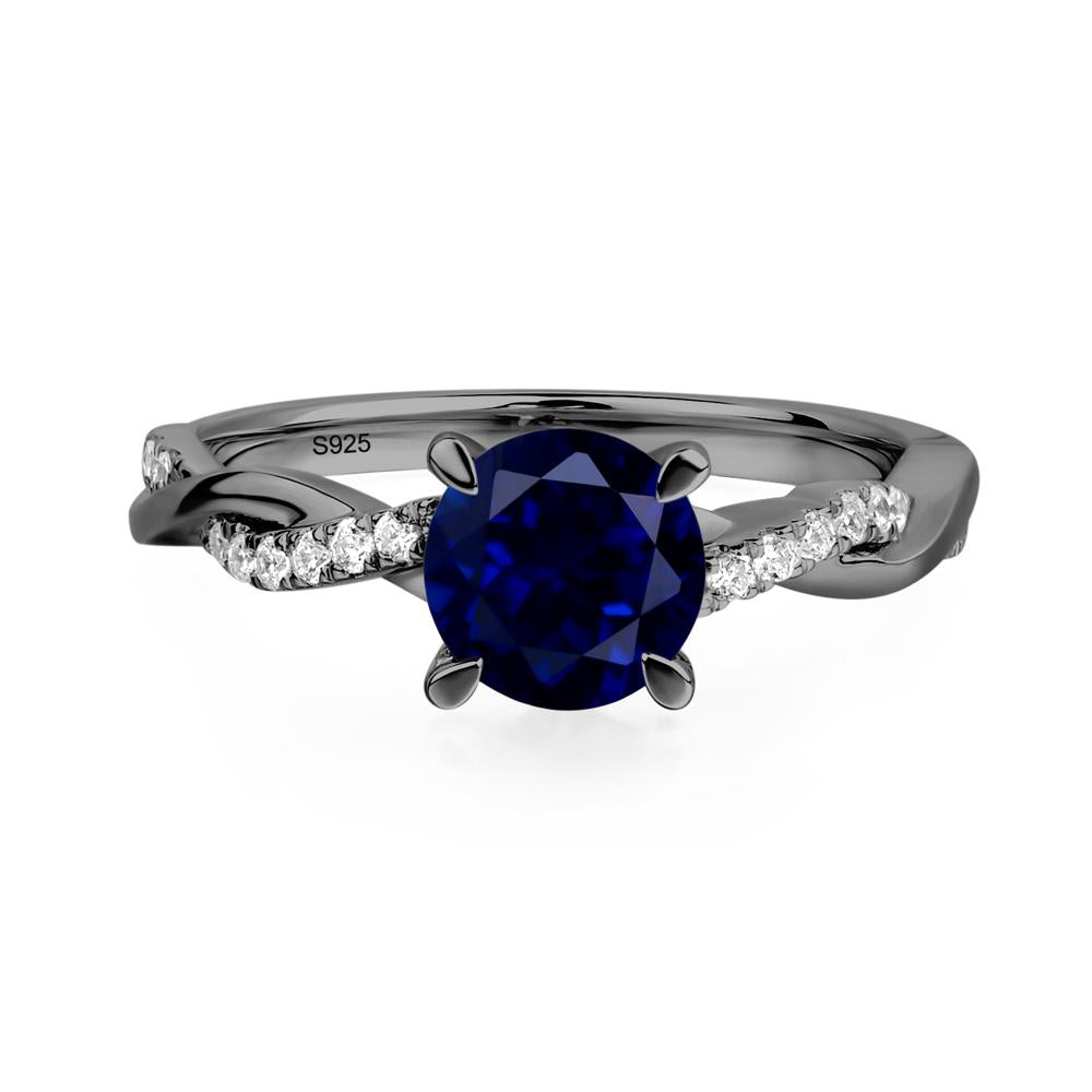 Lab Grown Sapphire Twisted Engagement Ring - LUO Jewelry #metal_black finish sterling silver