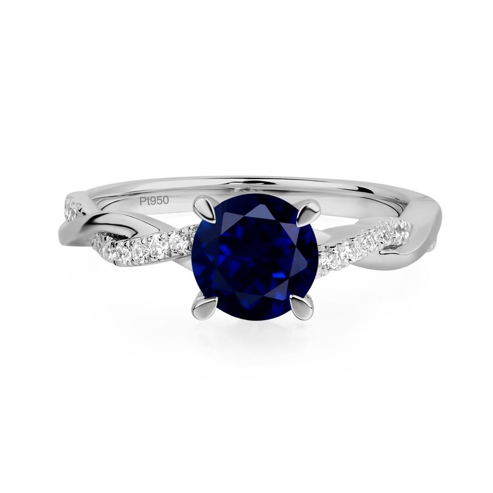 Lab Grown Sapphire Twisted Engagement Ring - LUO Jewelry #metal_platinum