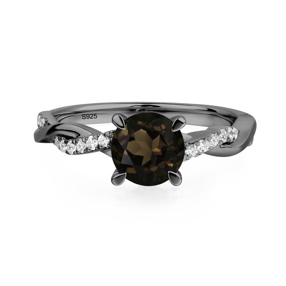 Smoky Quartz Twisted Engagement Ring - LUO Jewelry #metal_black finish sterling silver