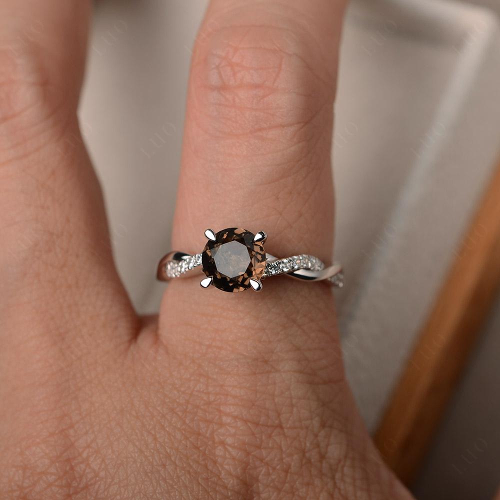 Smoky Quartz Twisted Engagement Ring - LUO Jewelry