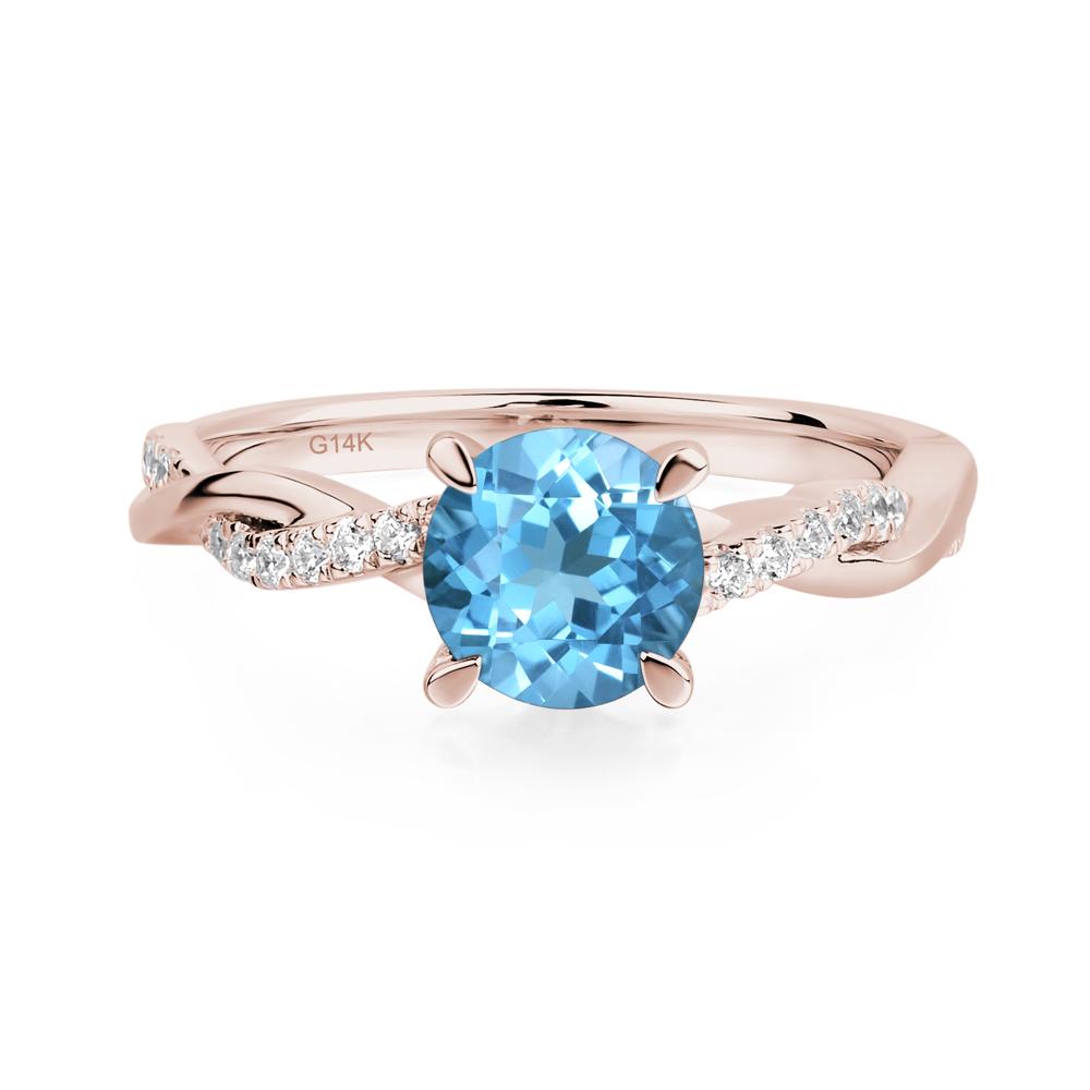 Swiss Blue Topaz Twisted Engagement Ring - LUO Jewelry #metal_14k rose gold