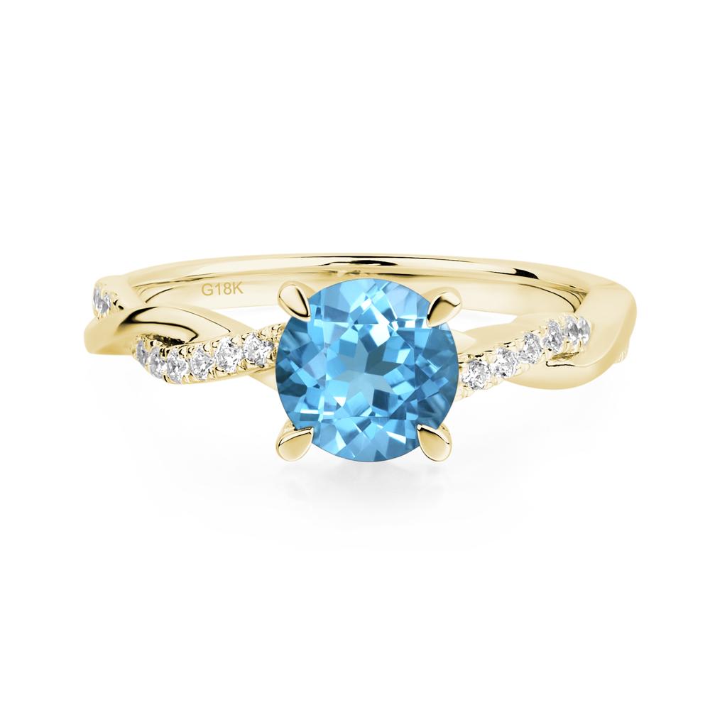 Swiss Blue Topaz Twisted Engagement Ring - LUO Jewelry #metal_18k yellow gold