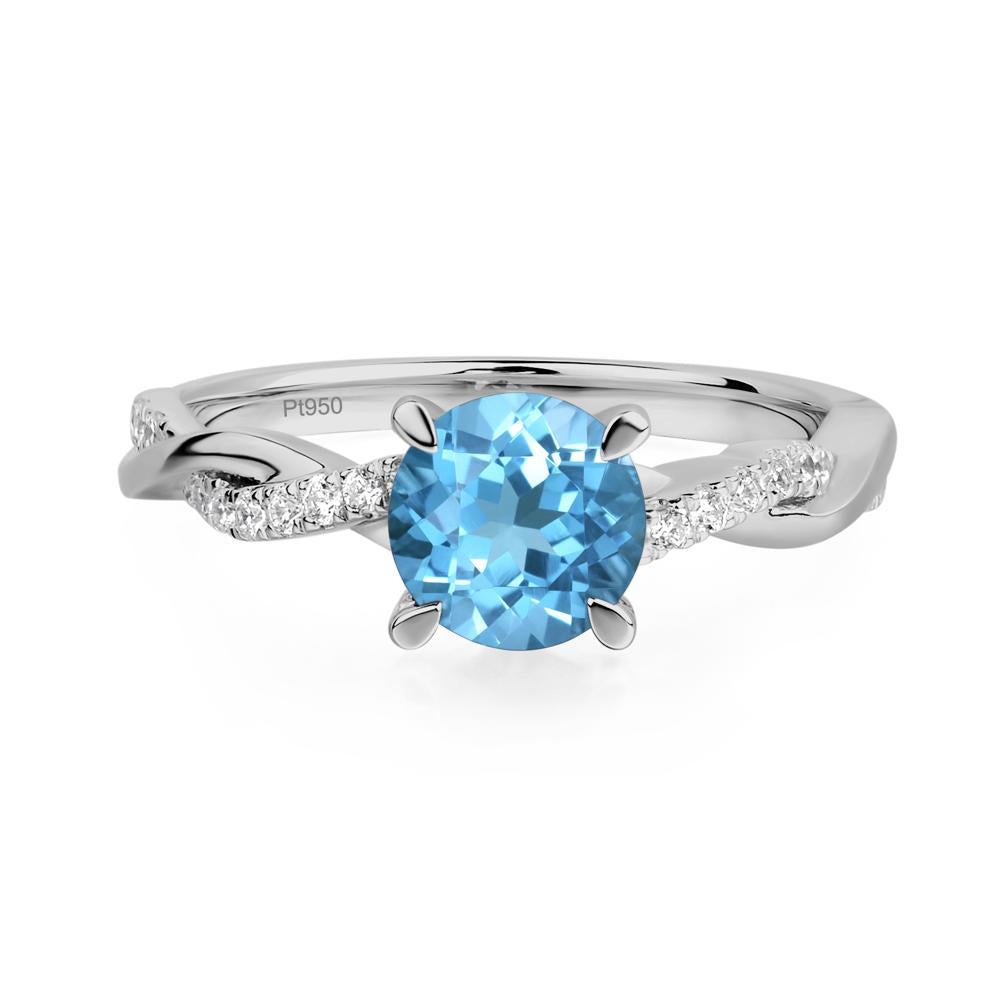 Swiss Blue Topaz Twisted Engagement Ring - LUO Jewelry #metal_platinum